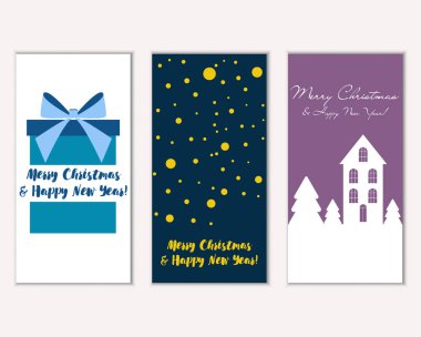 mutlu Noeller ve mutlu yeni yıl tebrik kartları vektör çizim     