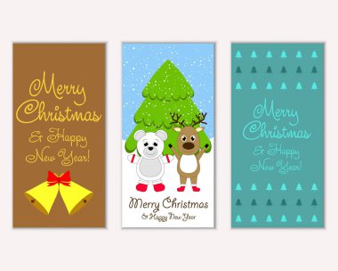 vektör çizim kış tatil tebrik kartları