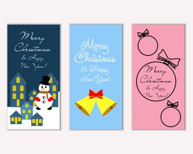 mutlu Noeller ve mutlu yeni yıl tebrik kartları vektör çizim