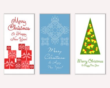 Mutlu Noeller ve mutlu yeni yıl tebrik kartları. Vektör çizim   