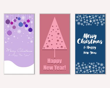 mutlu Noeller ve mutlu yeni yıl tebrik kartları vektör çizim
