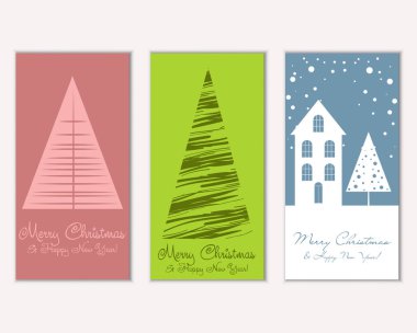 mutlu Noeller ve mutlu yeni yıl tebrik kartları vektör çizim     