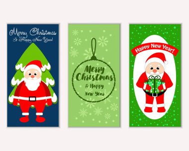 mutlu Noeller ve mutlu yeni yıl tebrik kartları vektör çizim
