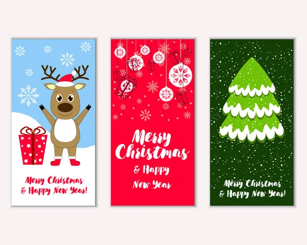 Vector Illustration Winter Holidays Greeting Cards — Stock Vector