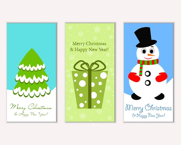 Merry Christmas Happy New Year Greeting Cards — Stock Vector