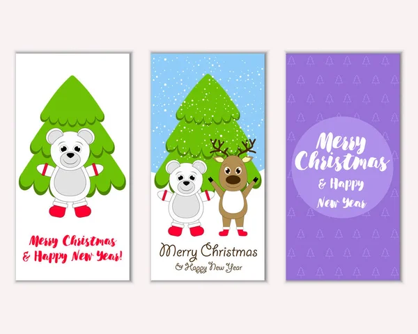 Mutlu Noeller ve mutlu yeni yıl tebrik kartları. Vektör çizim 