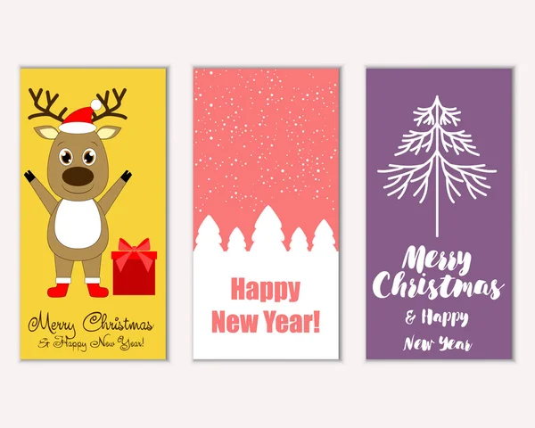 mutlu Noeller ve mutlu yeni yıl tebrik kartları vektör çizim   