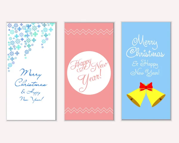 Cartes Noël Colorées Avec Décorations Nouvel Illustration Vectorielle — Image vectorielle