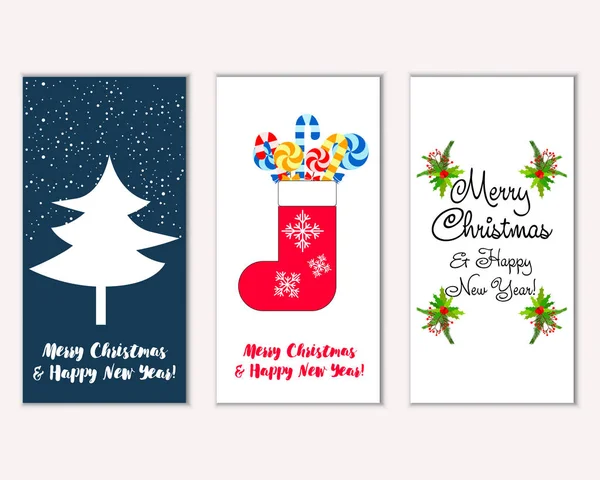 mutlu Noeller ve mutlu yeni yıl tebrik kartları vektör çizim