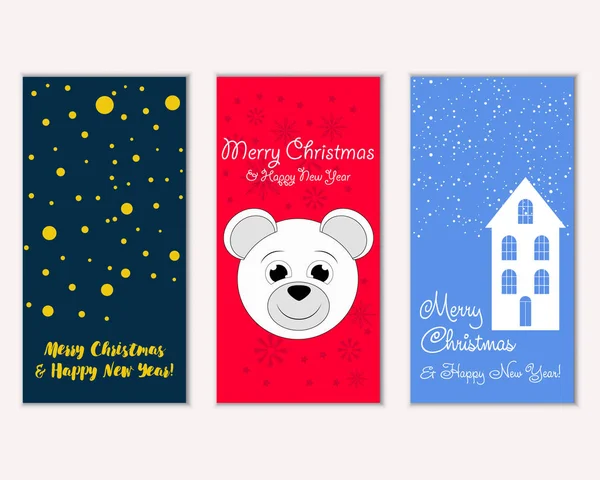 mutlu Noeller ve mutlu yeni yıl tebrik kartları vektör çizim     