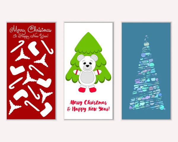 Mutlu Noeller ve mutlu yeni yıl tebrik kartları. Vektör çizim 