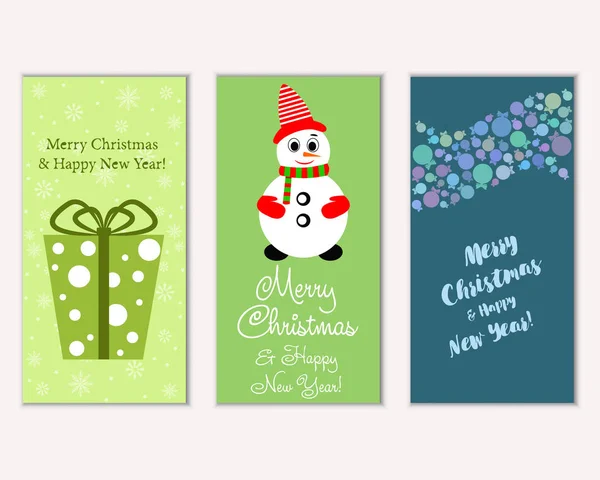 Merry Christmas Happy New Year Greeting Cards — Stock Vector