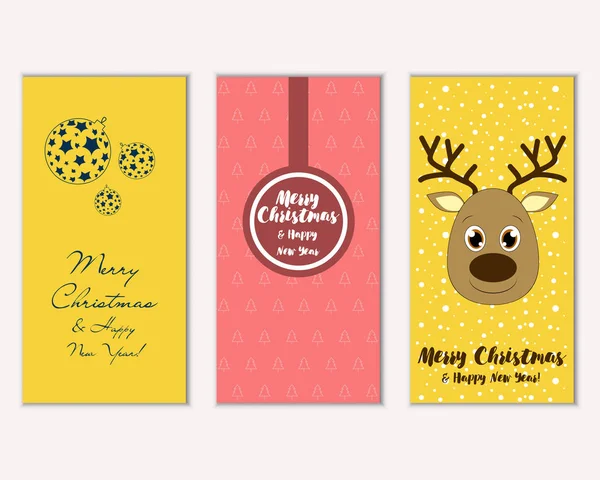 mutlu Noeller ve mutlu yeni yıl tebrik kartları vektör çizim