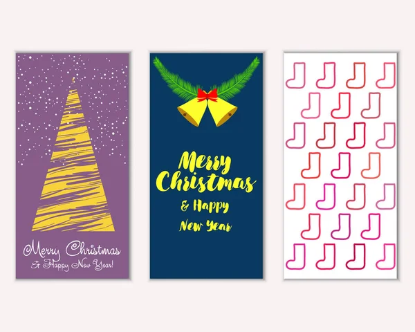 Mutlu Noeller ve mutlu yeni yıl tebrik kartları. Vektör çizim     