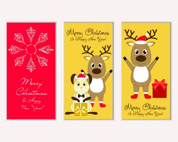 mutlu Noeller ve mutlu yeni yıl tebrik kartları vektör çizim   