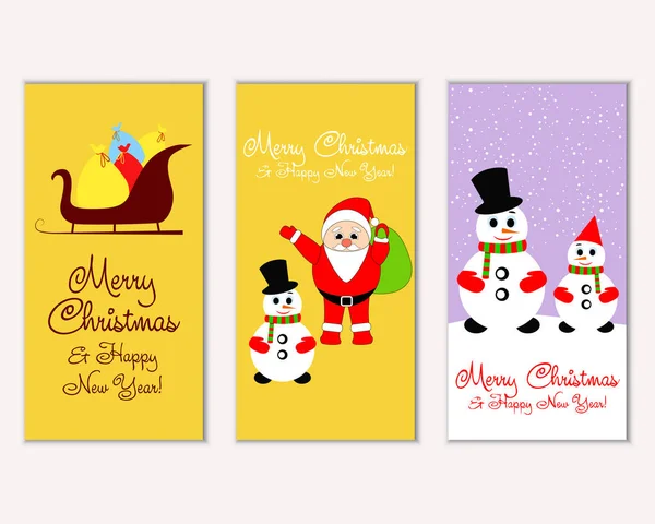 mutlu Noeller ve mutlu yeni yıl tebrik kartları vektör çizim