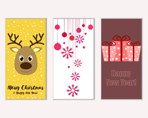 mutlu Noeller ve mutlu yeni yıl tebrik kartları vektör çizim     
