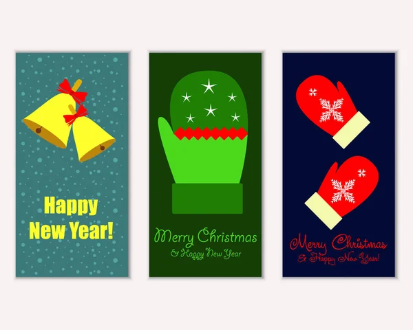 Feliz Navidad Feliz Año Nuevo Tarjetas Felicitación — Vector de stock