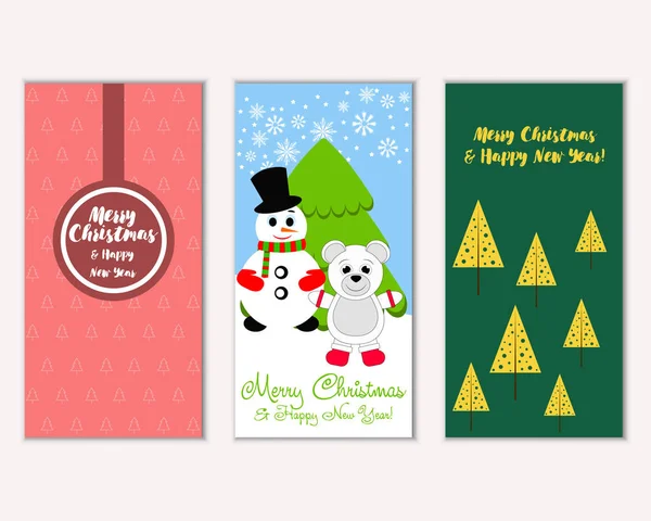 mutlu Noeller ve mutlu yeni yıl tebrik kartları vektör çizim       