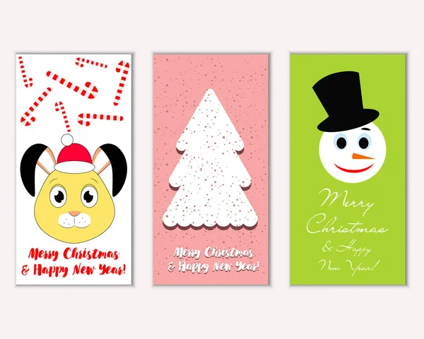 mutlu Noeller ve mutlu yeni yıl tebrik kartları vektör çizim       