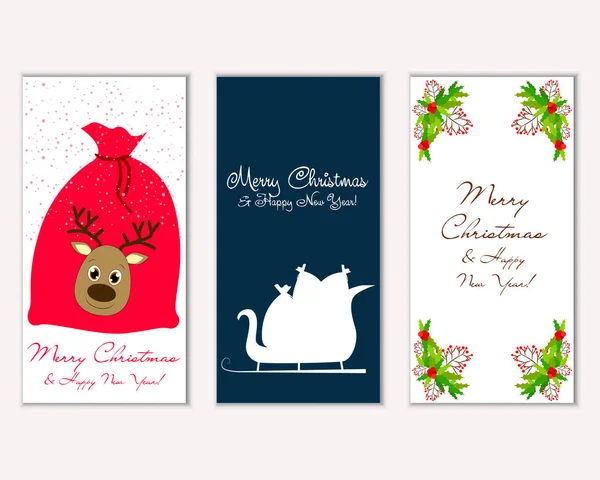 mutlu Noeller ve mutlu yeni yıl tebrik kartları vektör çizim     