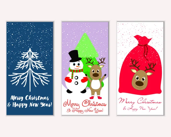 Mutlu Noeller ve mutlu yeni yıl tebrik kartları. Vektör çizim   