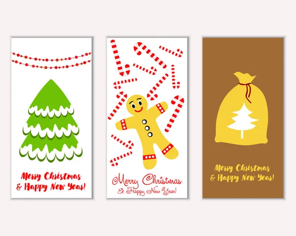 Mutlu Noeller ve mutlu yeni yıl tebrik kartları. Vektör çizim 