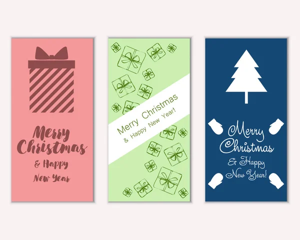 Tarjetas Navidad Coloridas Con Decoraciones Año Nuevo Ilustración Vectorial — Vector de stock