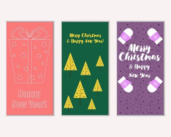 mutlu Noeller ve mutlu yeni yıl tebrik kartları vektör çizim       