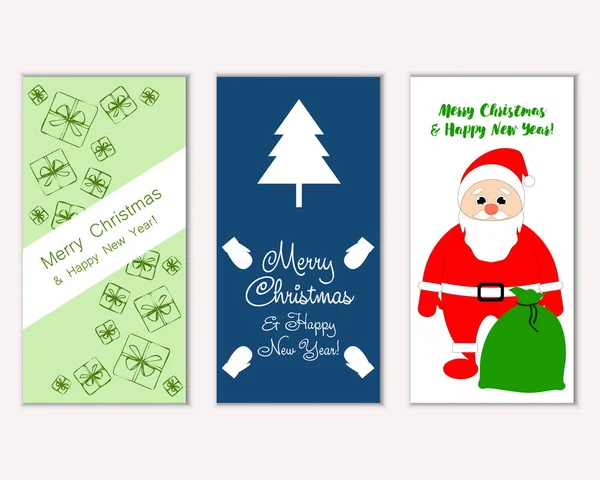 Πολύχρωμες Χριστουγεννιάτικες Κάρτες Διακοσμήσεις Νέο Έτος Και Βασίλη Εικονογράφηση Διάνυσμα — Διανυσματικό Αρχείο