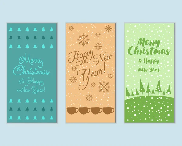 mutlu Noeller ve mutlu yeni yıl tebrik kartları vektör çizim