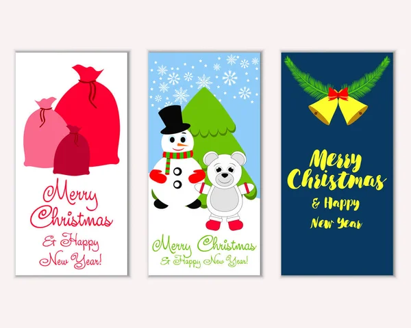 mutlu Noeller ve mutlu yeni yıl tebrik kartları vektör çizim       