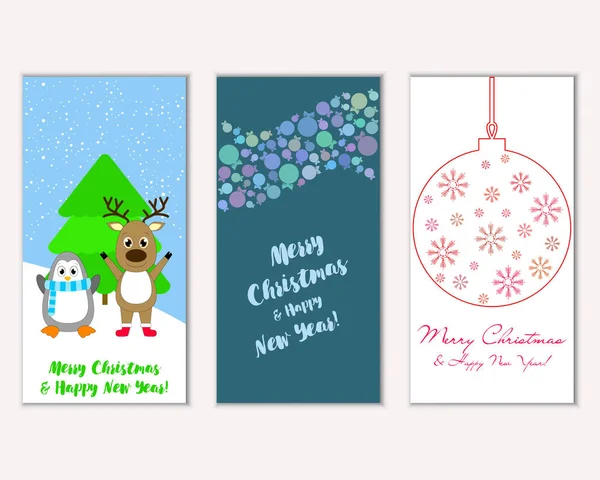 vektör çizim kış tatil tebrik kartları