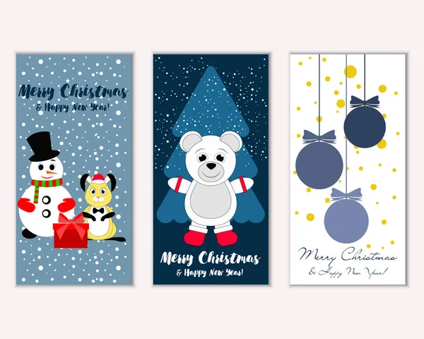 Renkli Noel kartları ile yeni yıl süslemeleri, illüstrasyon vektör