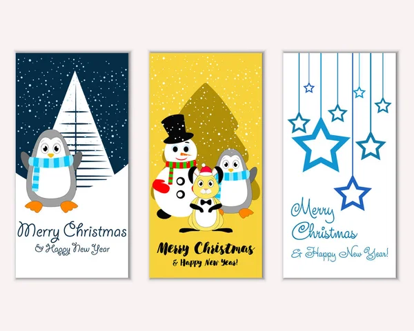 mutlu Noeller ve mutlu yeni yıl tebrik kartları vektör çizim     