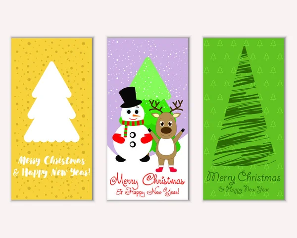 メリー クリスマスと幸せな新年のグリーティング カード ベクトル図 — ストックベクタ