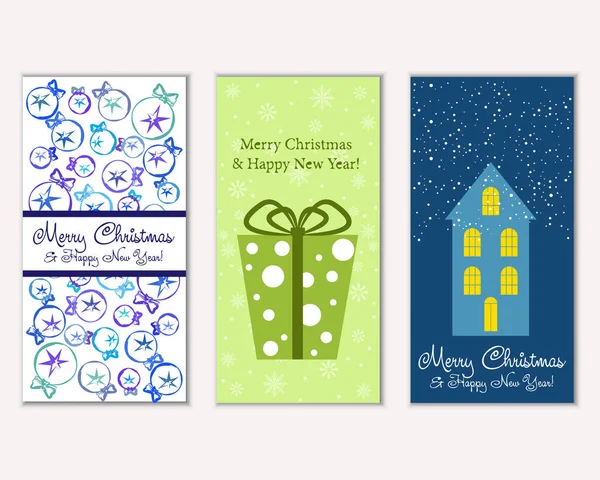 vektör çizim kış tatil tebrik kartları