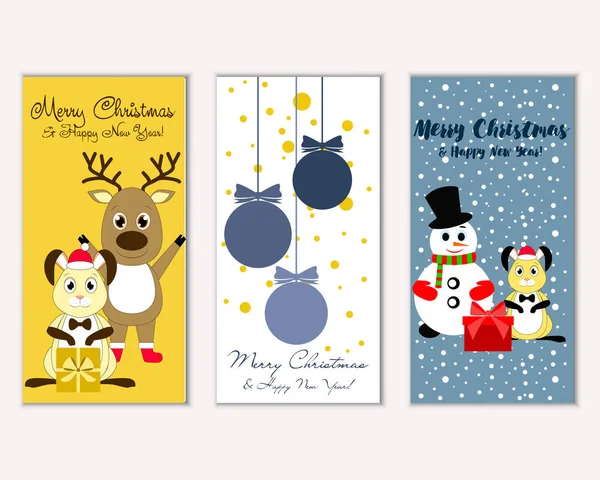 Renkli Noel kartları ile yeni yıl süslemeleri, illüstrasyon vektör