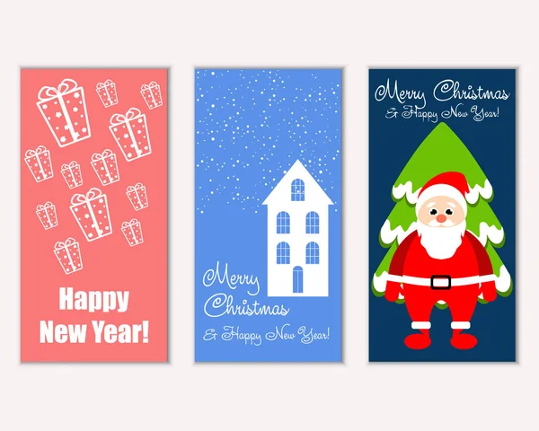 mutlu Noeller ve mutlu yeni yıl tebrik kartları vektör çizim     