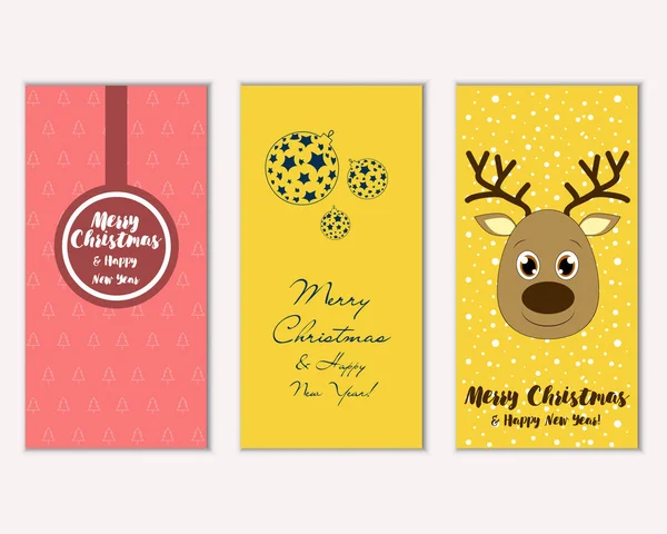 mutlu Noeller ve mutlu yeni yıl tebrik kartları vektör çizim
