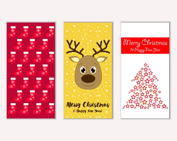 mutlu Noeller ve mutlu yeni yıl tebrik kartları vektör çizim