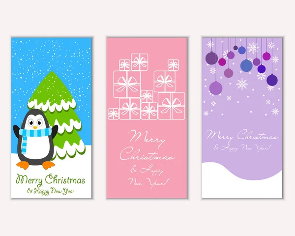 Renkli Noel kartları ile yeni yıl süslemeleri, illüstrasyon vektör