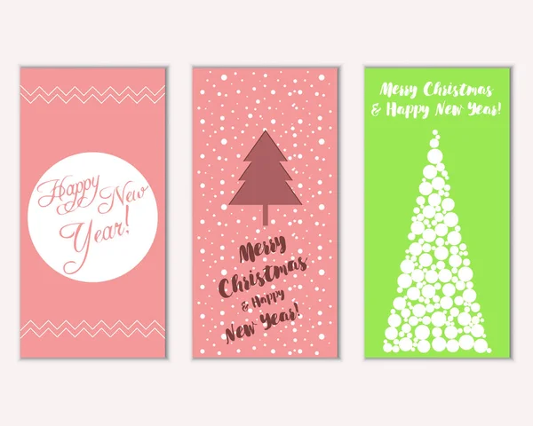 Cartões Natal Coloridos Com Decorações Ano Novo Ilustração Vetorial —  Vetores de Stock