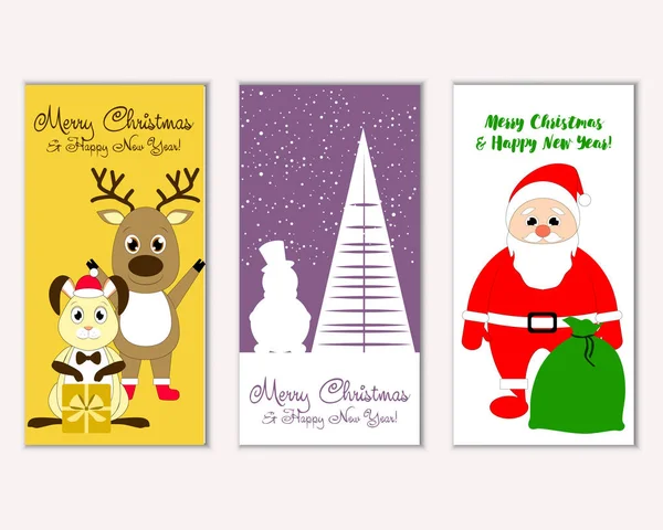 Renkli Noel kartları yılbaşı süslemeleri ve Noel Baba vektör çizim ile