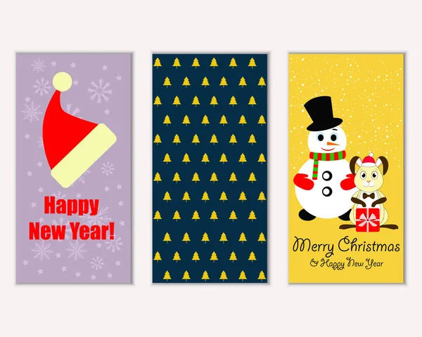 mutlu Noeller ve mutlu yeni yıl tebrik kartları vektör çizim   