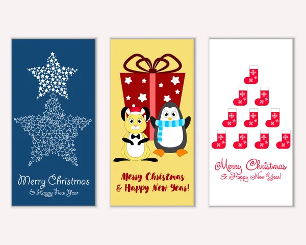 vektör çizim kış tatil tebrik kartları