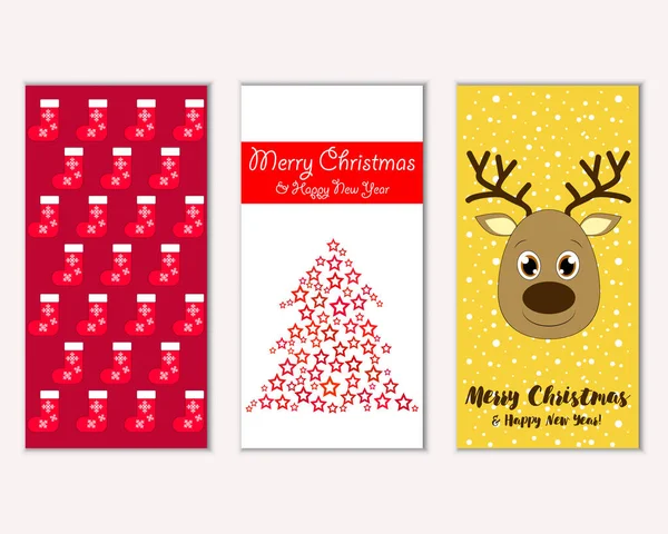 mutlu Noeller ve mutlu yeni yıl tebrik kartları vektör çizim