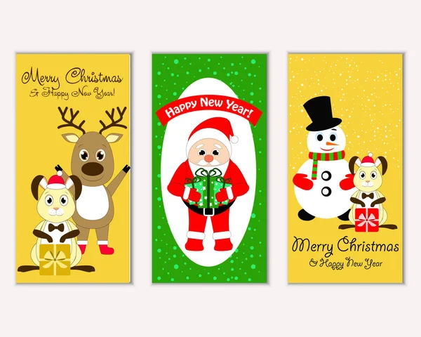 mutlu Noeller ve mutlu yeni yıl tebrik kartları vektör çizim   