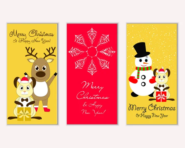 mutlu Noeller ve mutlu yeni yıl tebrik kartları vektör çizim   