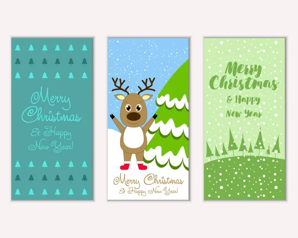 Feliz Navidad Feliz Año Nuevo Tarjetas Felicitación — Vector de stock